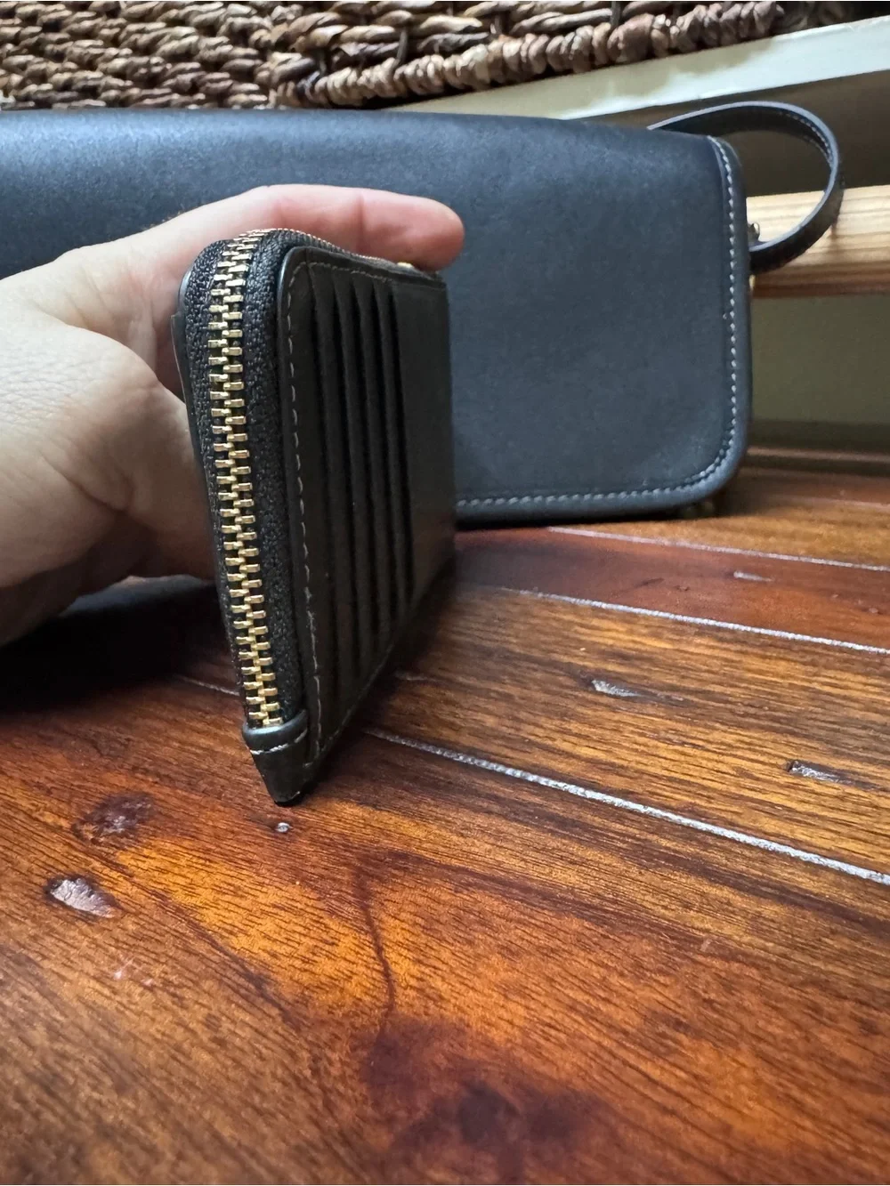 Coach Black Leather card slim wallet
